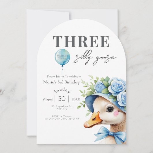Three Silly Goose Boy 3rd Birthday Invitation 招待状 (正面)