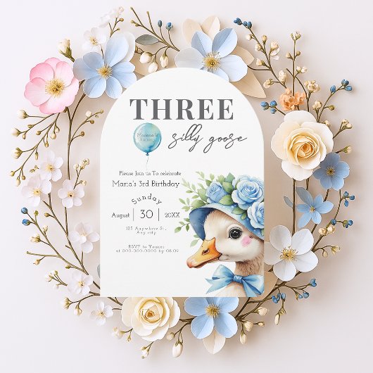 Three Silly Goose Boy 3rd Birthday  Invitation 招待状
