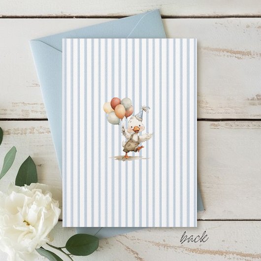 THREE Silly Goose Cute Pinstripe Boy 3rd Birthday 招待状