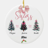 Three Sisters Christmas Tree With Custom names セラミックオーナメント (裏面)