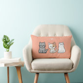 Three Sitting Cats Illustrations ランバークッション (椅子)