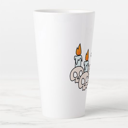 Three Skulls with Burning Candles カフェラテマグ (正面)