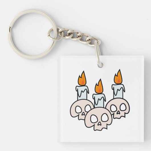 Three Skulls with Burning Candles キーホルダー (正面)