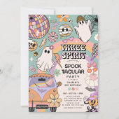 Three Spirit レトロハロウィン3歳の誕生日パーティー 招待状 (正面)