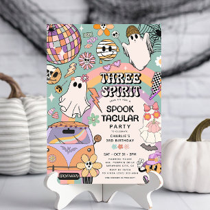 Three Spirit レトロハロウィン3歳の誕生日パーティー 招待状