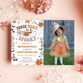 Three Spirit 不気味 Cute Groovy Halloween Photo 招待状