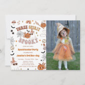 Three Spirit 不気味 Cute Groovy Halloween Photo 招待状 (正面)