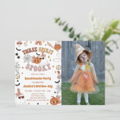 Three Spirit 不気味 Cute Groovy Halloween Photo 招待状 (スタンド正面)