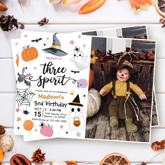 Three Spirit Halloween 3rd Birthday写真 招待状