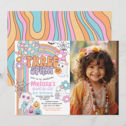 Three Spirit Hippie Halloween 3rd Birthday 招待状 (正面/裏面)