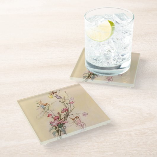 “Three Spirits Mad With Joy” by Warwick Goble ガラスコースター (アングル)