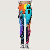 Three Spooky Halloween Ghosts Design レギンス (正面)