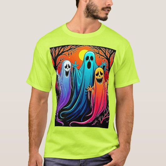 Three Spooky Halloween Ghosts Design Tシャツ (正面)