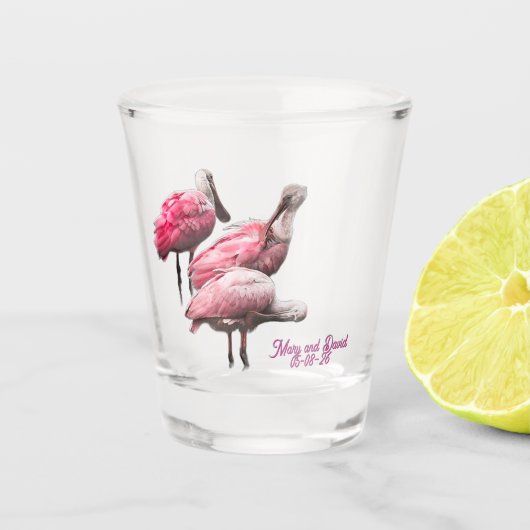 "Three Spoonbills" ショットグラス (正面)