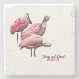 "Three Spoonbills" ショットグラス ストーンコースター
