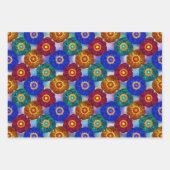 Three Stained Glass Abstract Floral Patterns ラッピングペーパーシート (正面3)