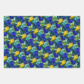 Three Stained Glass Abstract Floral Patterns ラッピングペーパーシート (正面2)