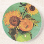 Three Sunflowers in a Vase by Vincent van Gogh コースター<br><div class="desc">Three Sunflowers in a Vase by Vincent van Gogh is a vintage fine art post impressionism still life floral painting. A bouquet with three beautiful blooming sunflowers in a vase. Fresh cut summer flowers from the garden. About the artist: Vincent Willem van Gogh (1853 -1890) was one of the most...</div>