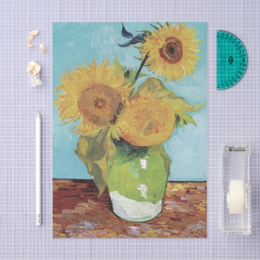 Three Sunflowers in a Vase by Vincent van Gogh 薄葉紙 (クラフト)