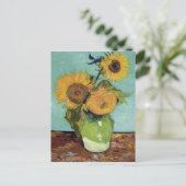 Three Sunflowers in a Vase(F453) Van Gogh Fine Art ポストカード (スタンド正面)