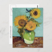 Three Sunflowers in a Vase(F453) Van Gogh Fine Art ポストカード (正面/裏面)
