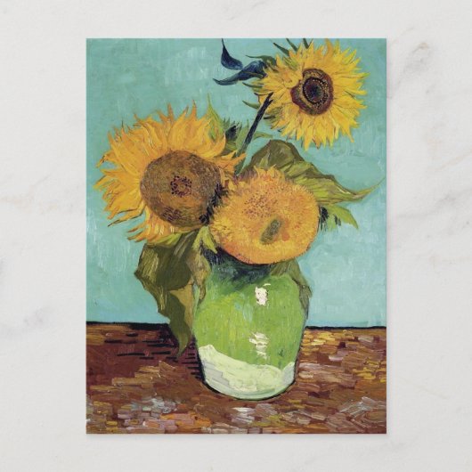 Three Sunflowers in a Vase(F453) Van Gogh Fine Art ポストカード (正面)