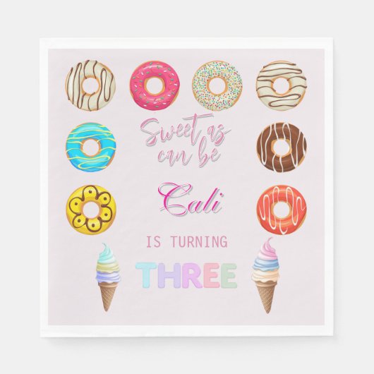 THREE Sweet As Be Girl 3rd Birthday スタンダードランチョンナプキン (正面)