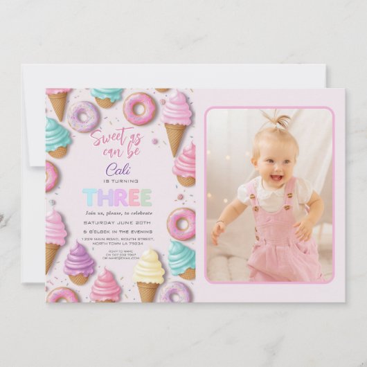 THREE Sweet As Be Girl 3rd Birthday 招待状 (正面)