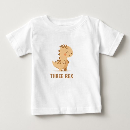 Three T-Rex Coffee Lovers – Cute Dinosaur Café Ill ベビーTシャツ (正面)