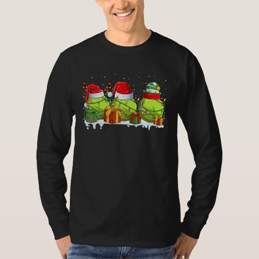 Three Tennis Ball Santa ELF Reindeer Christmas Lig Tシャツ (正面)