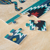 Three Turquoise Southwest Kokopelli Jigsaw Puzzle ジグソーパズル (側面)