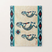 Three Turquoise Southwest Kokopelli Jigsaw Puzzle ジグソーパズル (縦)