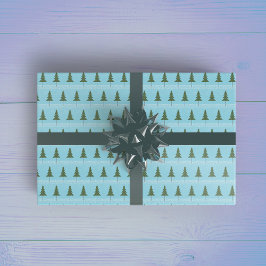 Three Unique Holiday Tree and Snow Designs ラッピングペーパーシート