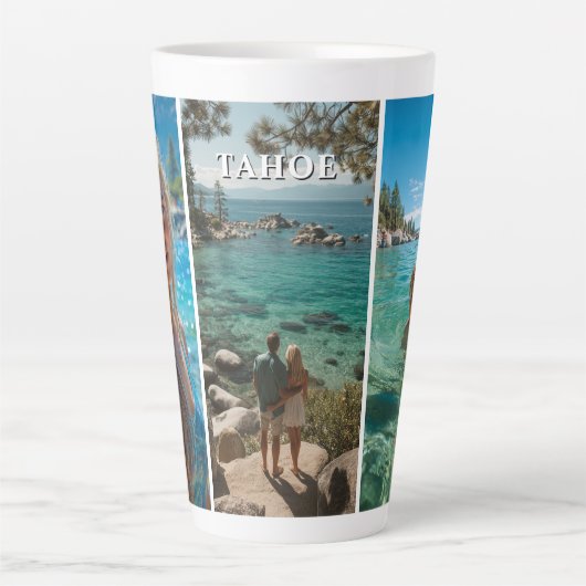 Three Vertical Strip Boho Photo カフェラテマグ (正面)