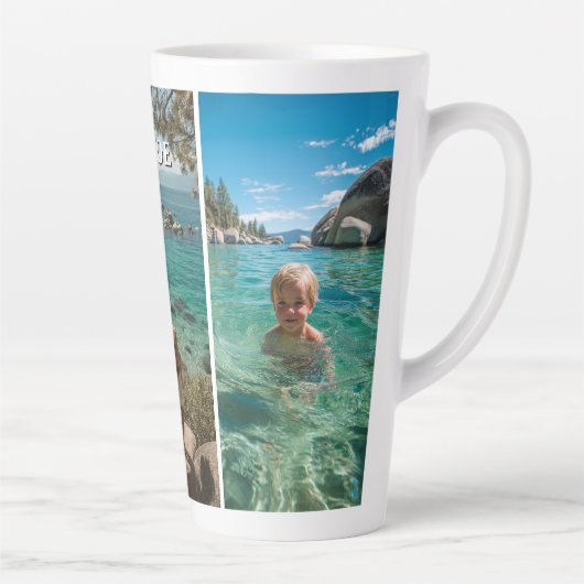 Three Vertical Strip Boho Photo カフェラテマグ (右)