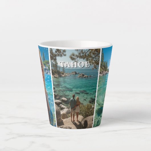 Three Vertical Strip Boho Photo カフェラテマグ (正面)