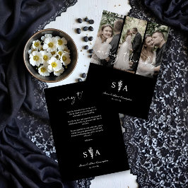 Three Wedding Photo Collage Many Thanks Quote サンキューカード