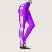 Three White Side Stripes Purple Leggings レギンス (右)