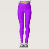 Three White Side Stripes Purple Leggings レギンス (正面)