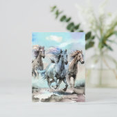 Three Wild Mustangs Race Across the Plains ポストカード (スタンド正面)