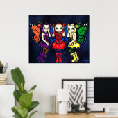 Three Wise Faeries gothic fairy Art Print ポスター (ホームオフィス)