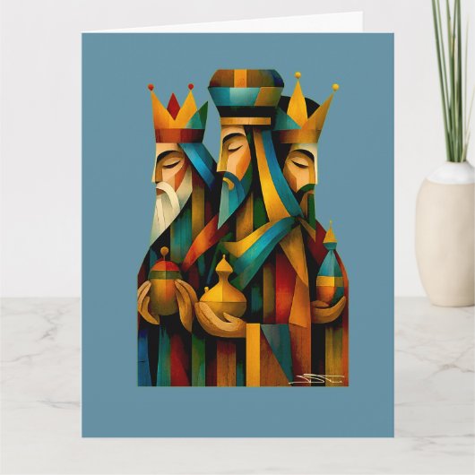 Three Wise Men Abstract Nativity Art カード (正面)