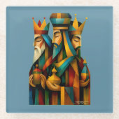 Three Wise Men Abstract Nativity Art  ガラスコースター (正面)