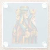 Three Wise Men Abstract Nativity Art  ガラスコースター (裏面)