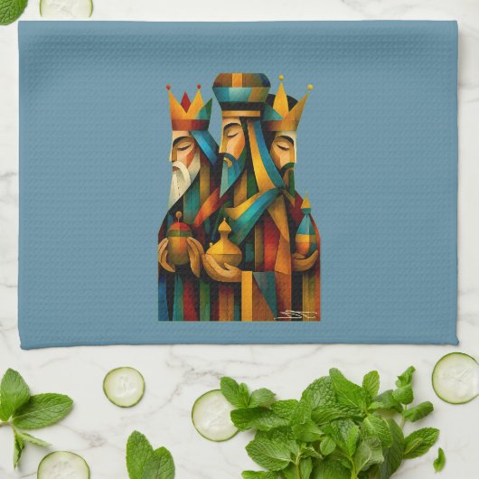 Three Wise Men Abstract Nativity Art キッチンタオル (折り畳み)