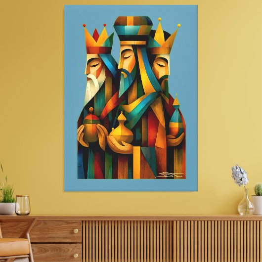 Three Wise Men Abstract Nativity Art キャンバスプリント (インサイチュ (リビング))