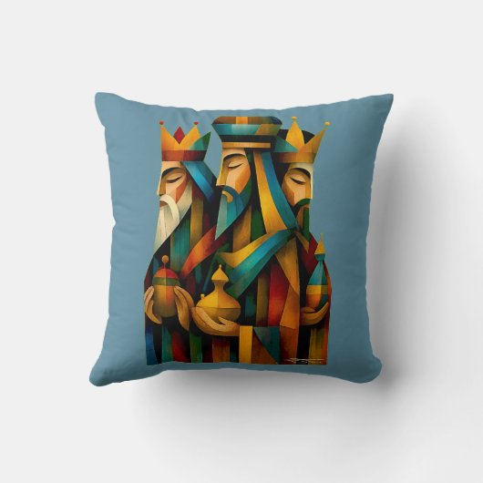 Three Wise Men Abstract Nativity Art クッション (裏面)