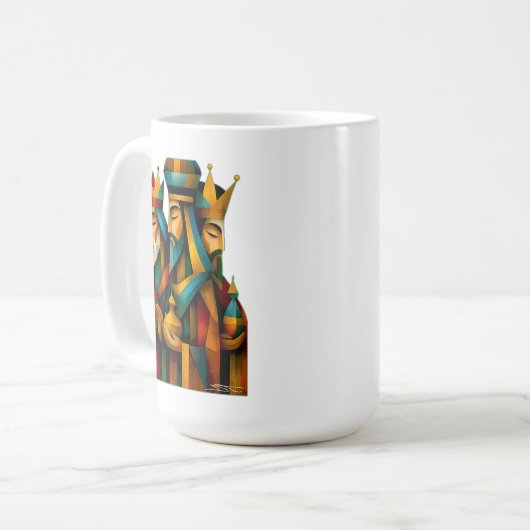 Three Wise Men Abstract Nativity Art  コーヒーマグカップ (正面左)