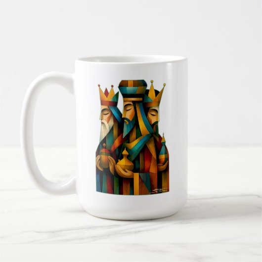 Three Wise Men Abstract Nativity Art  コーヒーマグカップ (左)