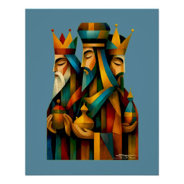 Three Wise Men Abstract Nativity Art ポスター